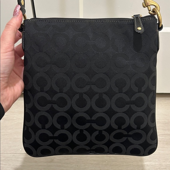 Coach (EUC) Madison Black Op Art Sateen Leather Crossbody Bag - Picture 9 of 11